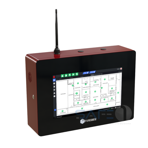 Central de alarme e detecção de incêndio wireless Firebee FHT15 com tela touchscreen de 15,6 polegadas e antena